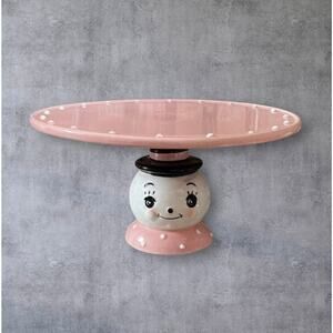 Johanna Parker Transpac Pink Girl Cake Stand Pedestal Everyday Is A Holiday RARE